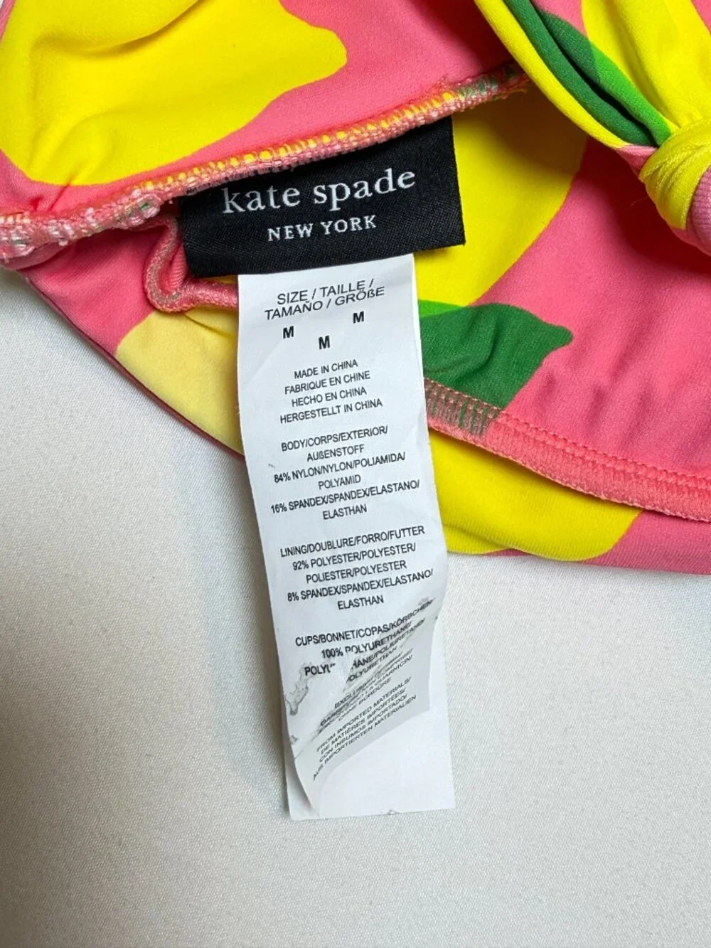 KATE SPADE Sea Star Lemon Bikini Set Swimsuit Pink S/M NWOT